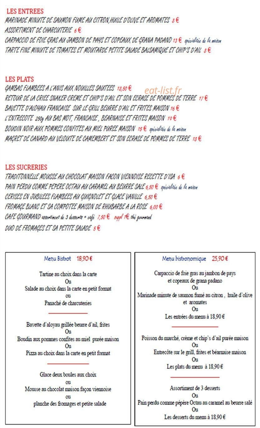 Le bistrot — carte page 2