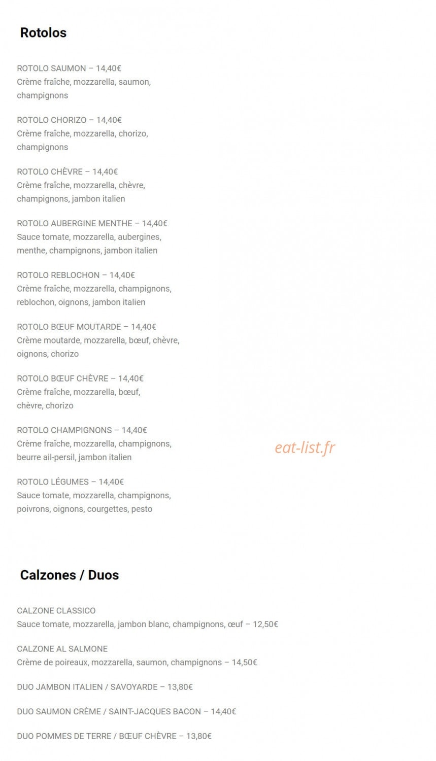 Pizzeria le Capri — carte page 6
