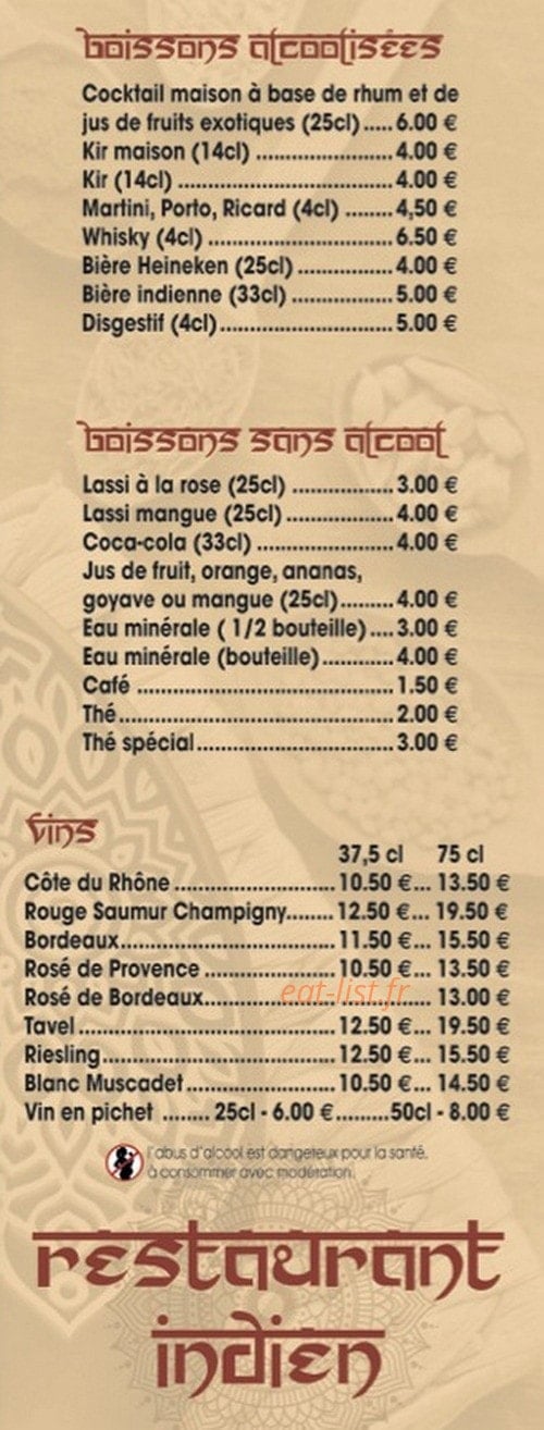 Restaurant Indien — carte page 4