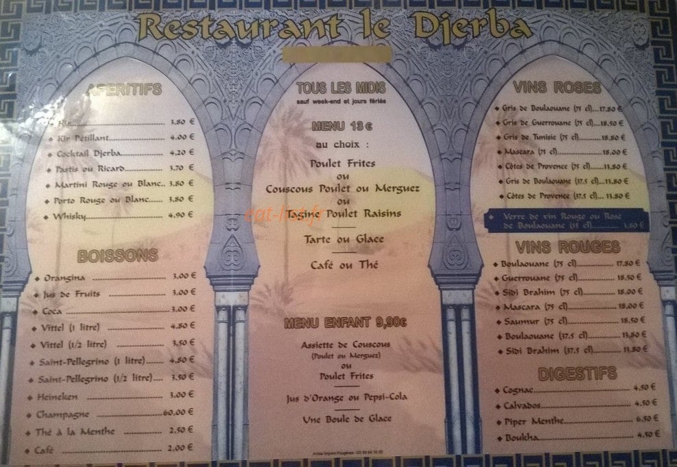 Restaurant Le Djerba — carte page 3