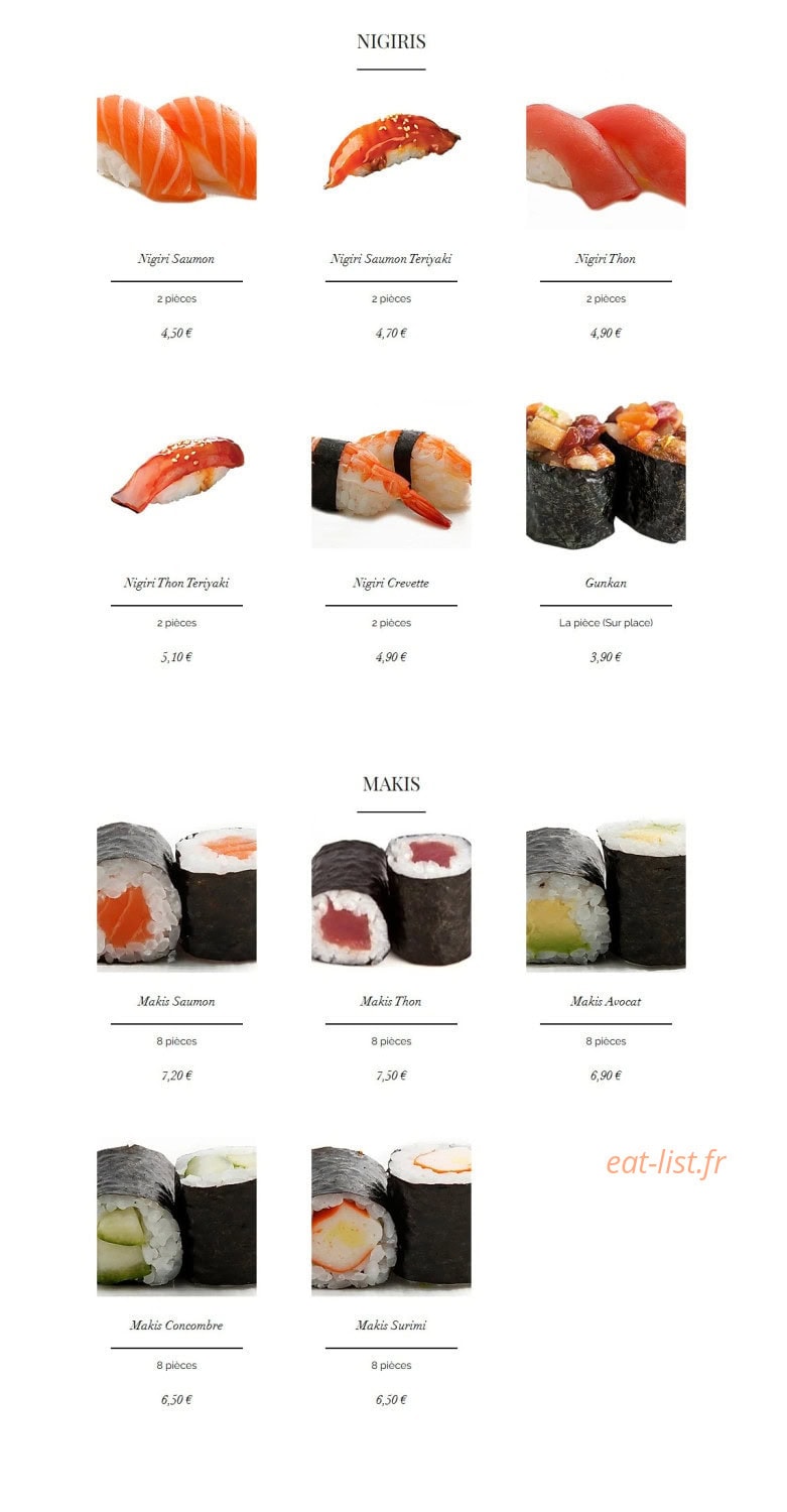 Sushi-Sama — carte page 1