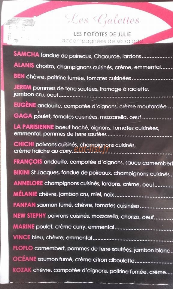 La creperie de Julie — carte page 2