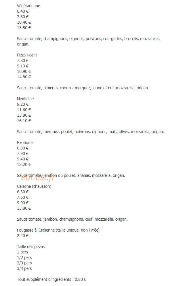 Pizzami's — carte page 4