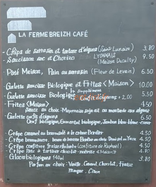 La Ferme Breizh Café — carte page 1