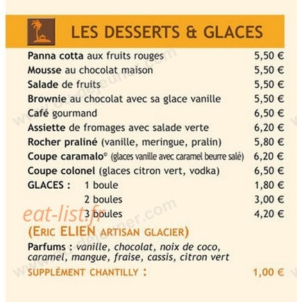 Pizzeria l'Escondida — carte page 1