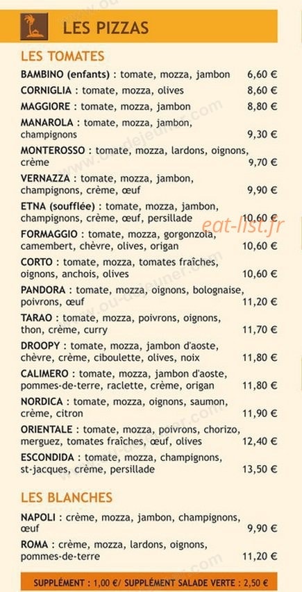 Pizzeria l'Escondida — carte page 6
