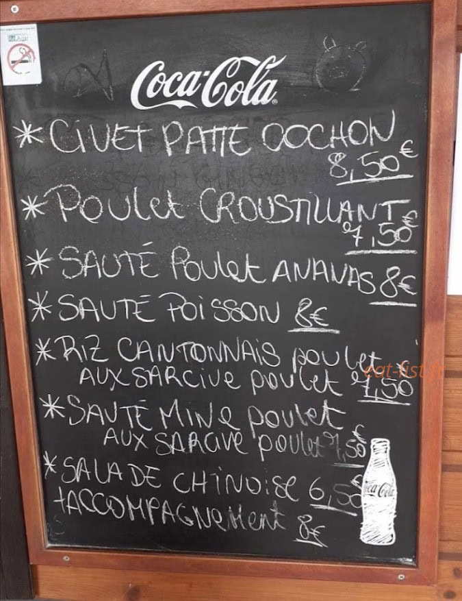 Run traiteur — carte page 1