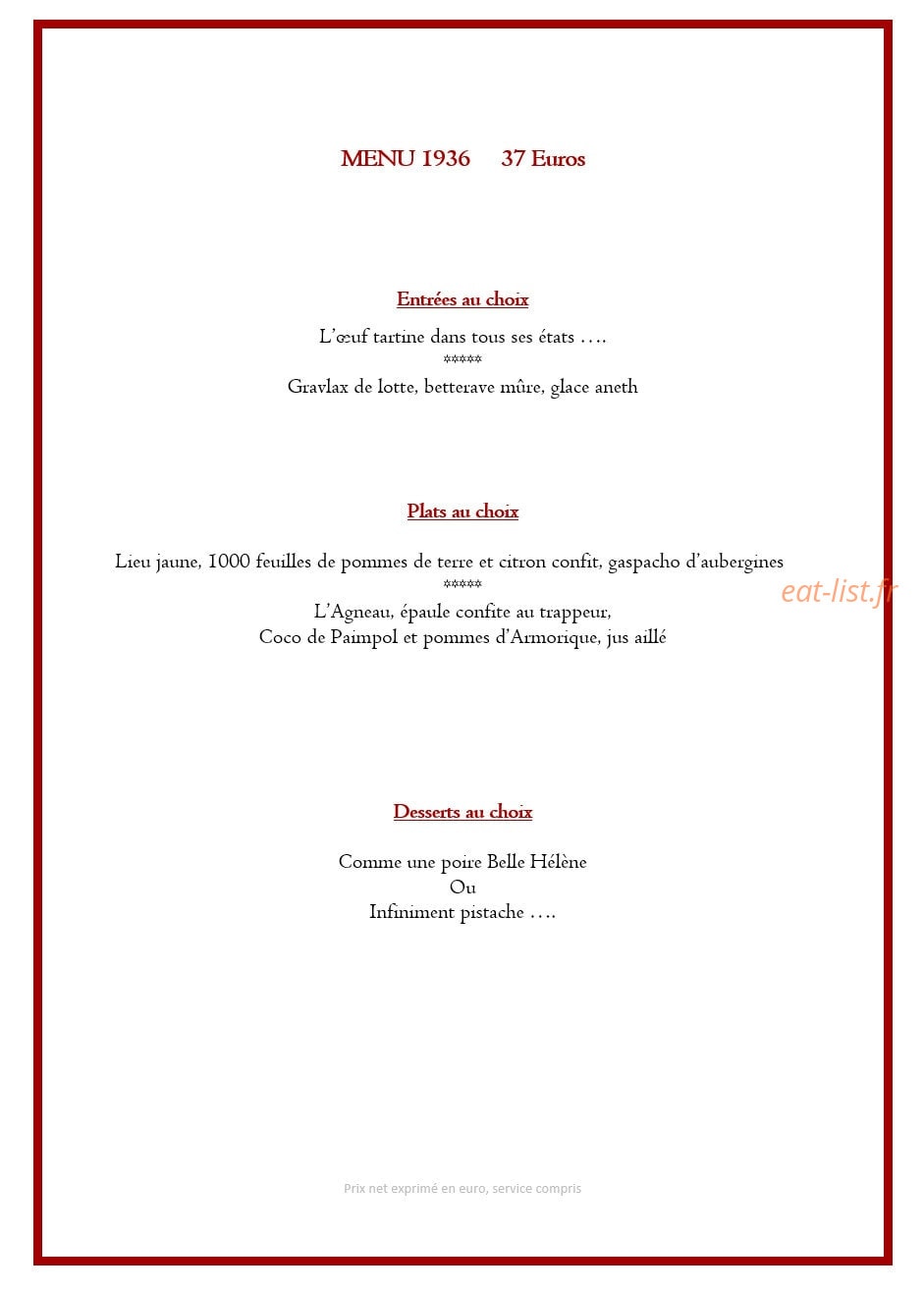 Bistrot 1936 — carte page 4