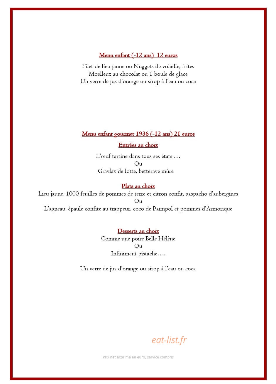 Bistrot 1936 — carte page 3