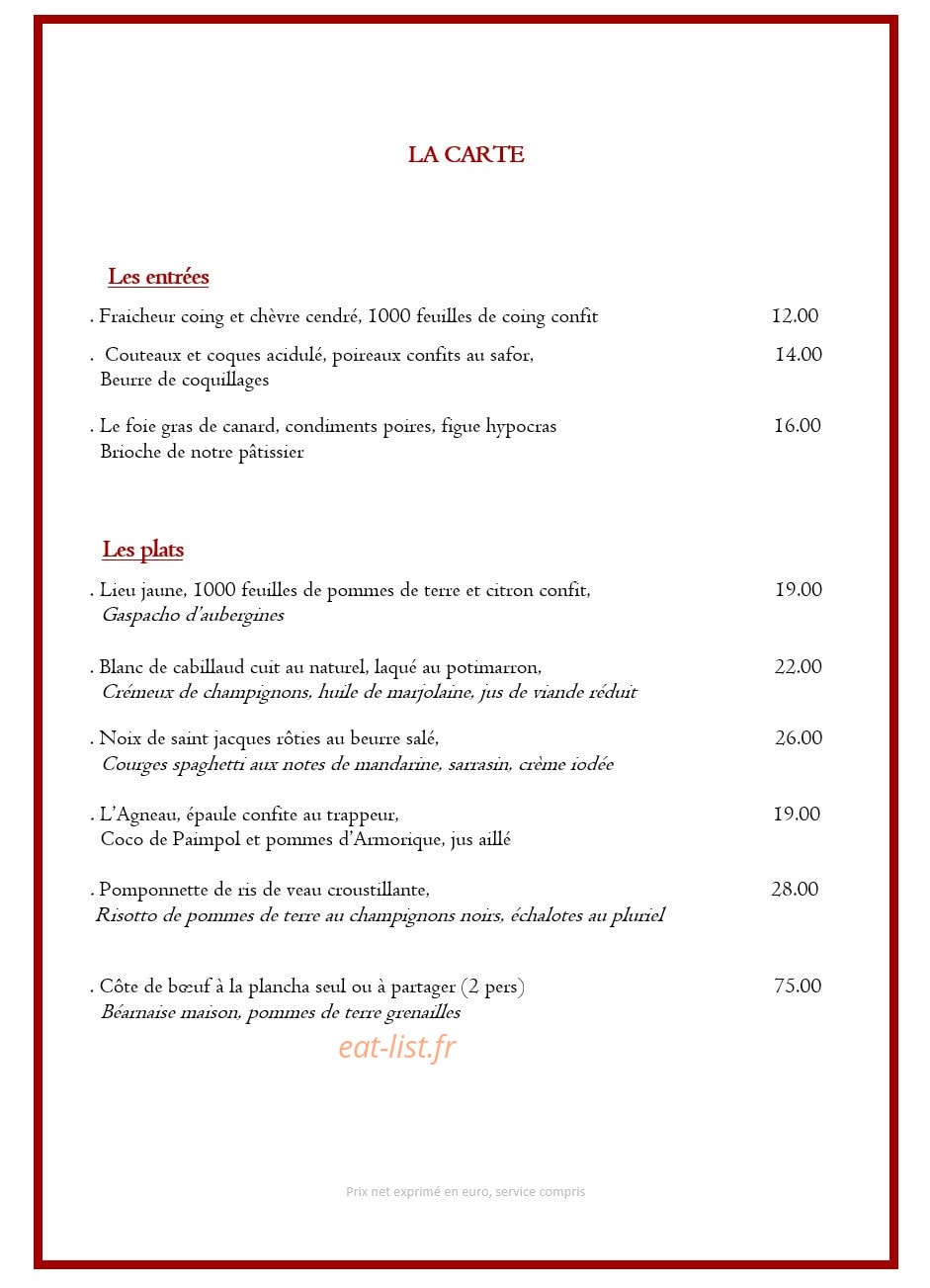 Bistrot 1936 — carte page 2