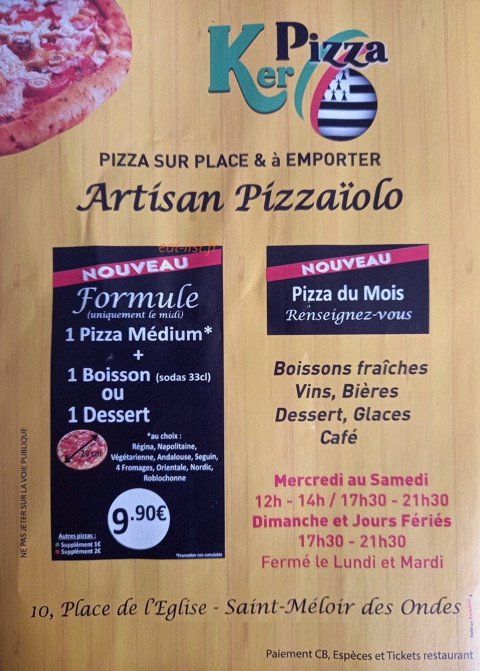 Ker pizza — carte page 1