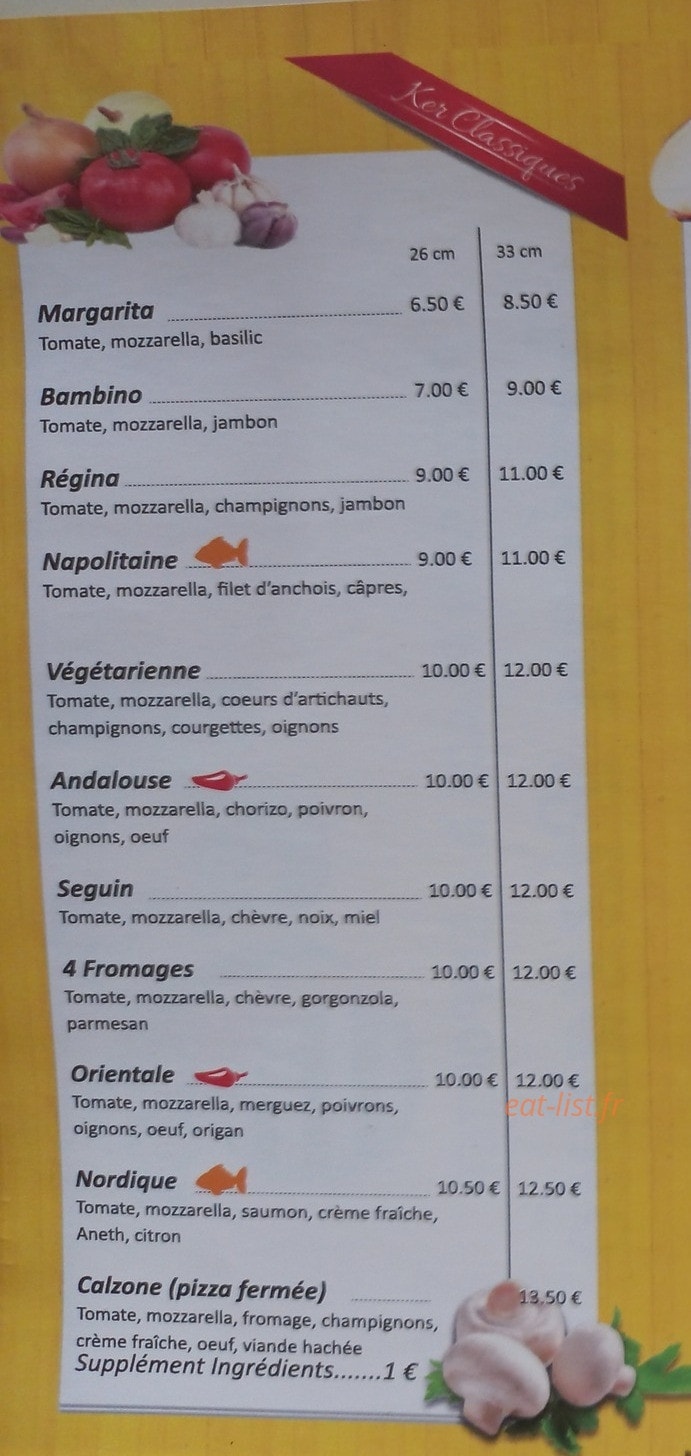 Ker pizza — carte page 2