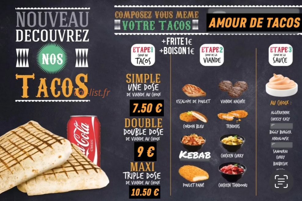Amour de Tacos — carte page 2