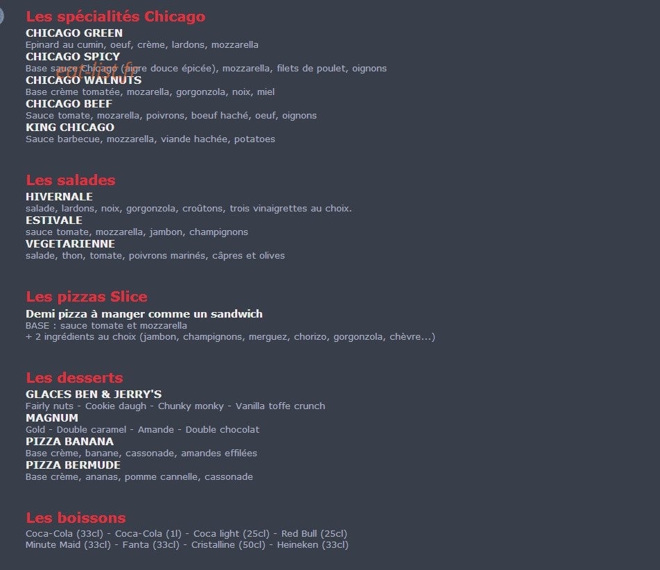 Chicago Slice Pizza — carte page 2