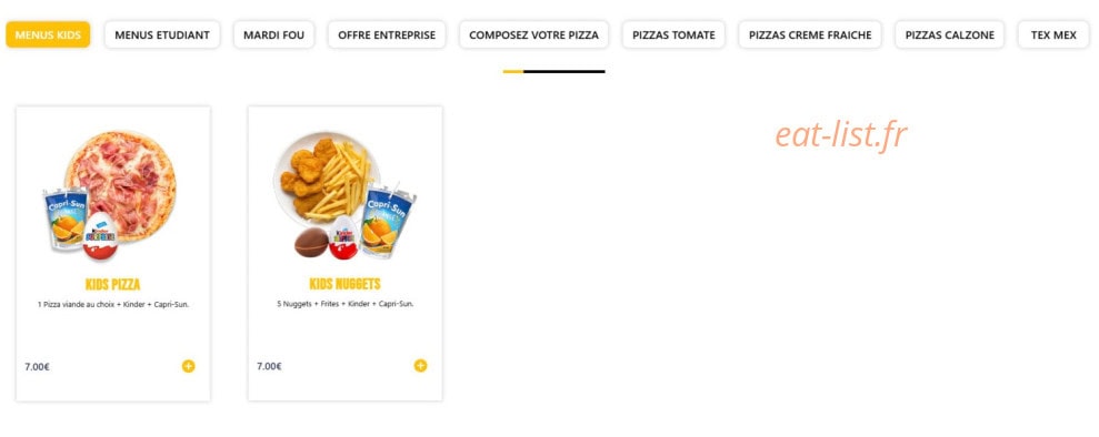 Ferté Pizza — carte page 1