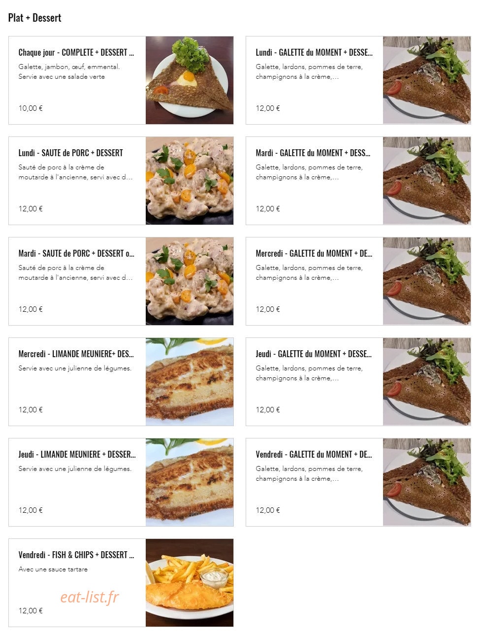 La Table Saint Eloi — carte page 2