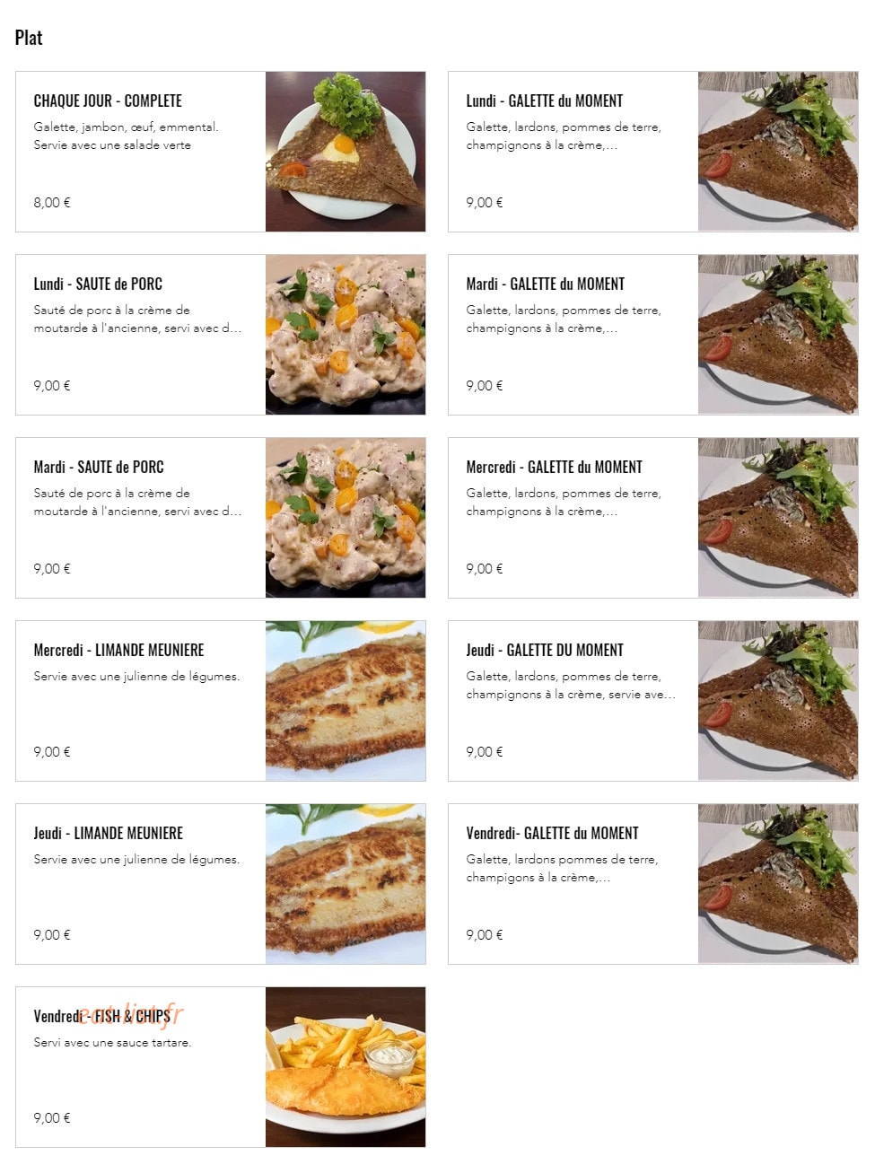 La Table Saint Eloi — carte page 3