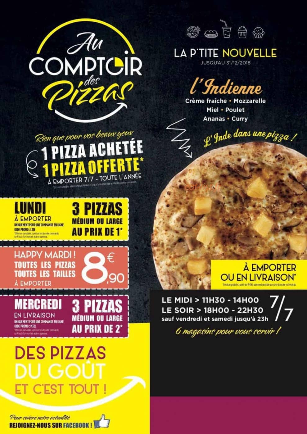 Au Comptoir des Pizzas — carte page 1