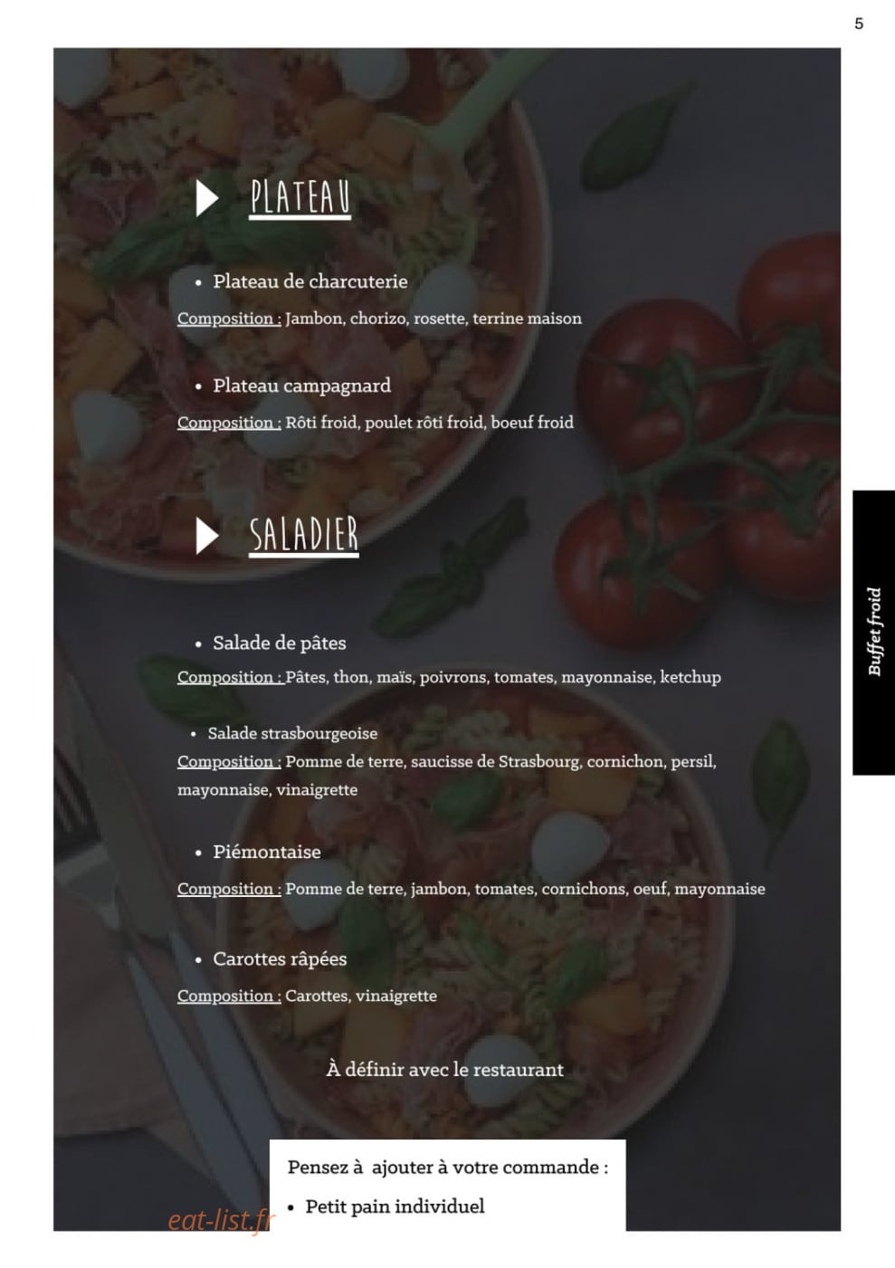 À La Part — carte page 8