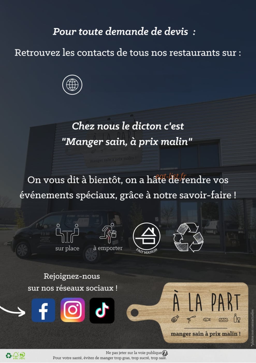 À La Part — carte page 15