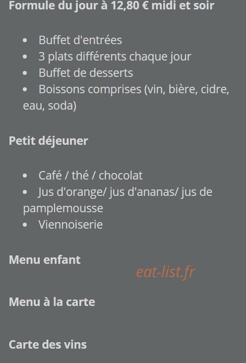 La p'tite fringale — carte page 1
