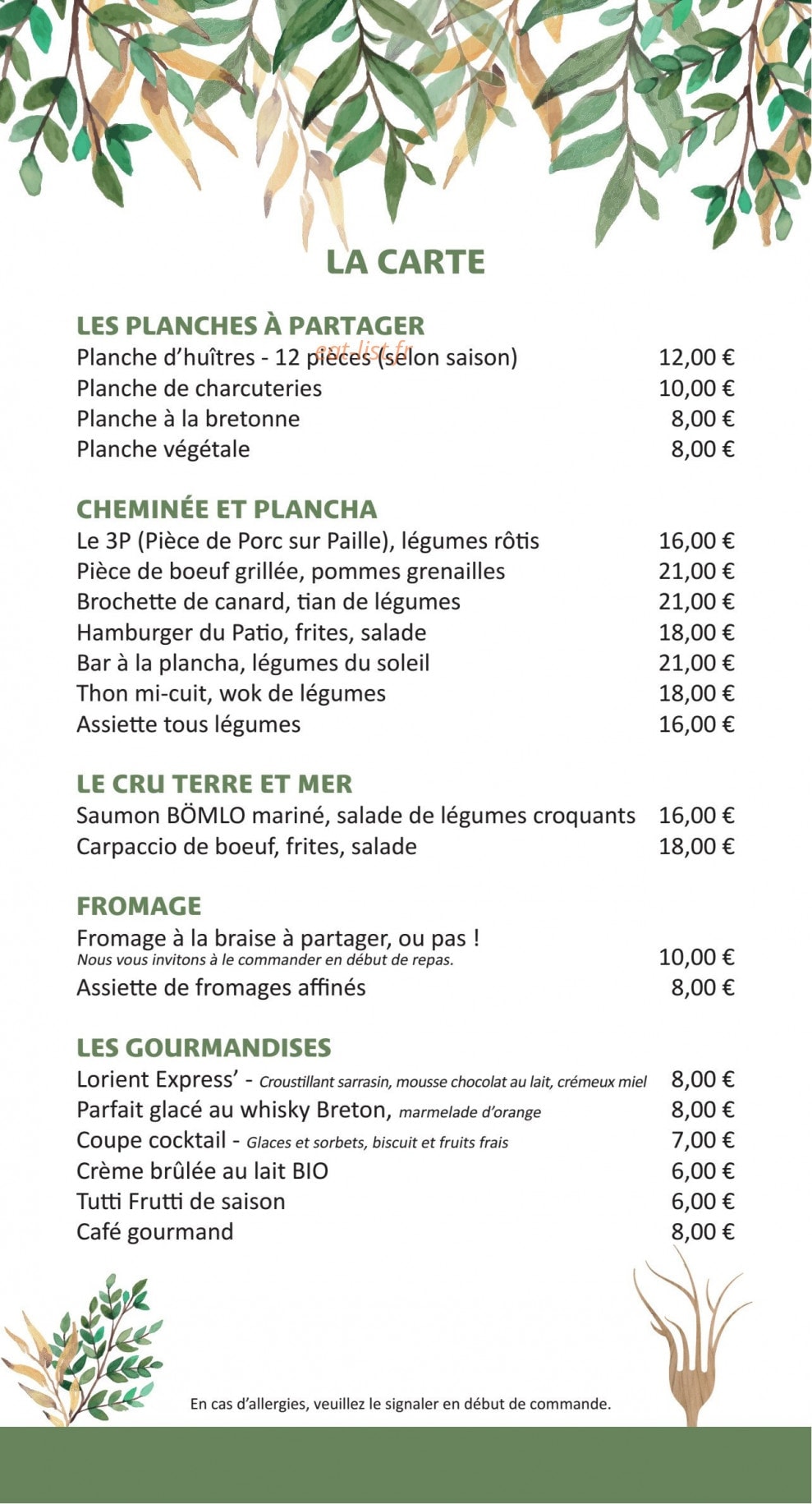 Le Patio — carte page 1