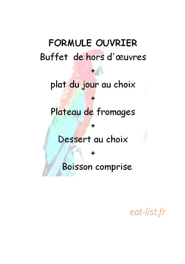Restaurant le Perroquet — carte page 1