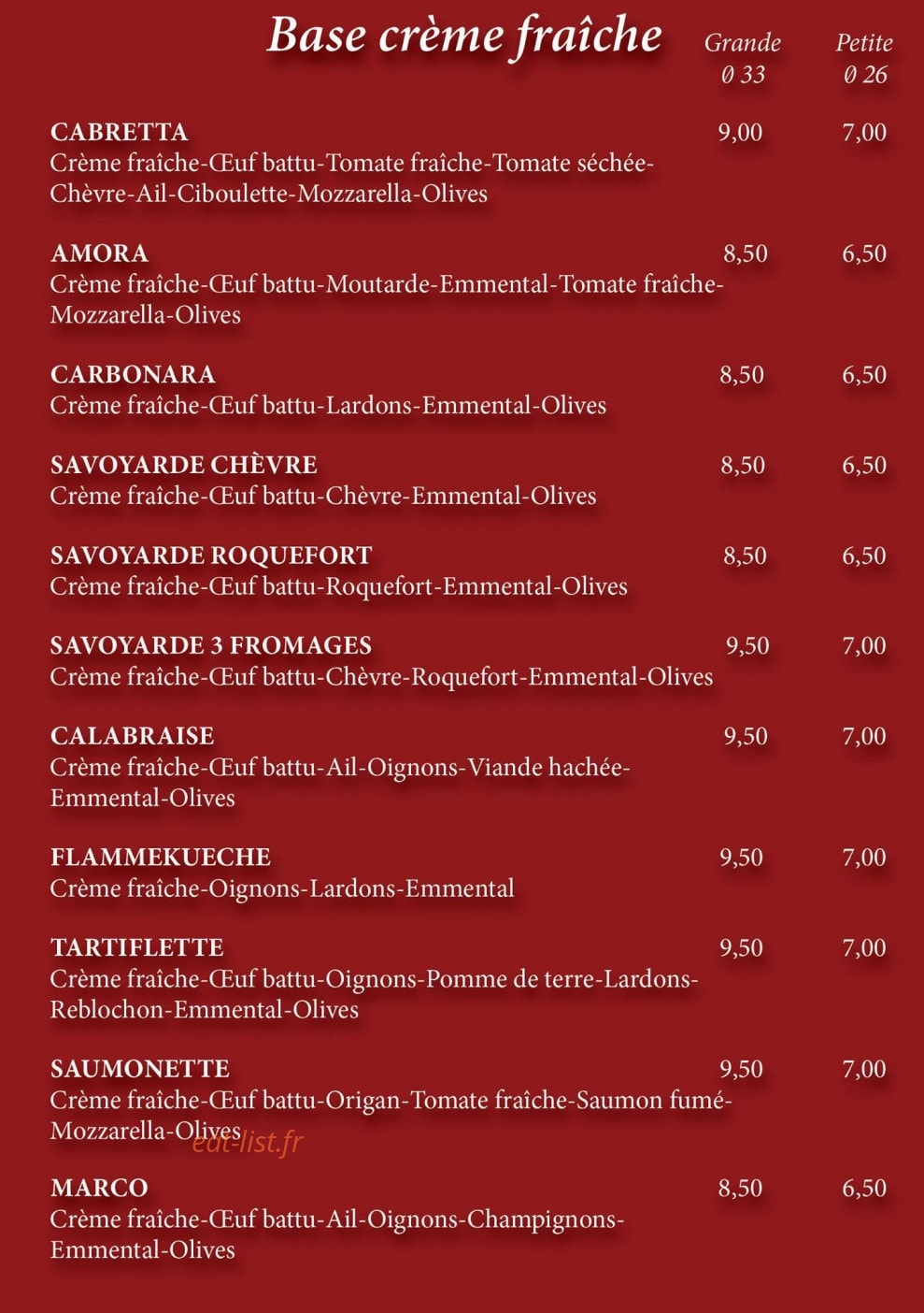 KB Pizza — carte page 3