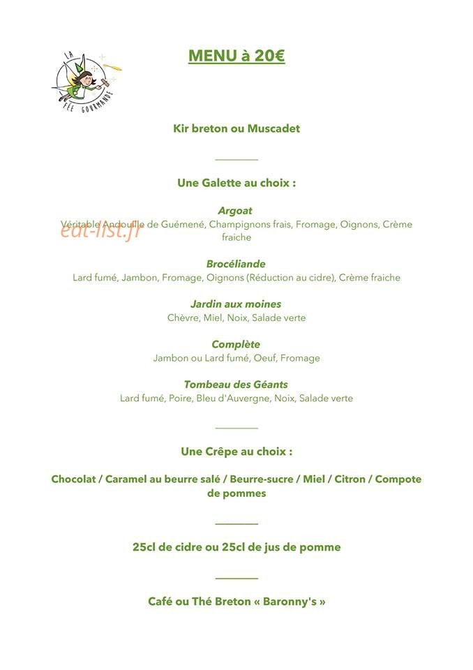 La Fée Gourmande — carte page 1