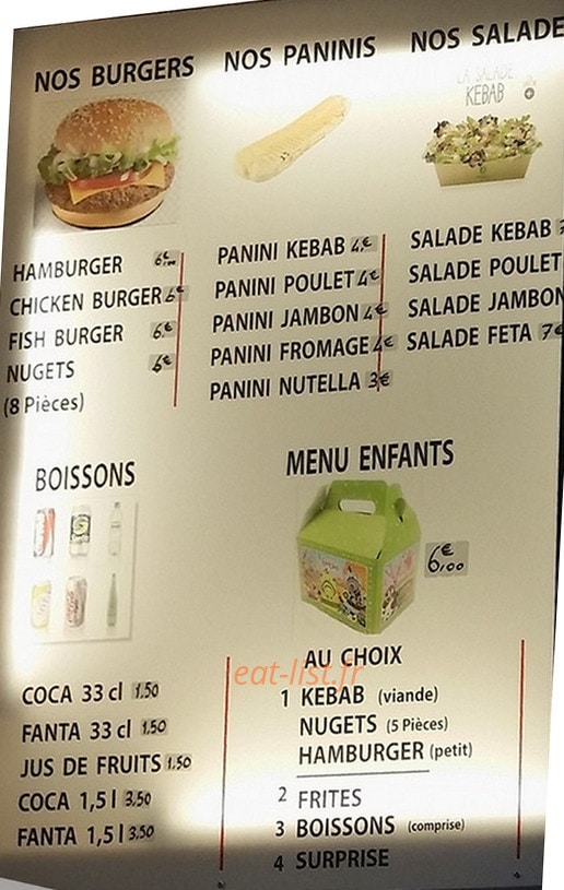 Anatolie Kebab — carte page 1