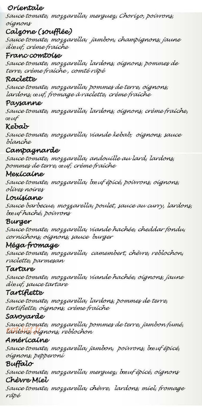 D'lice Pizza — carte page 4