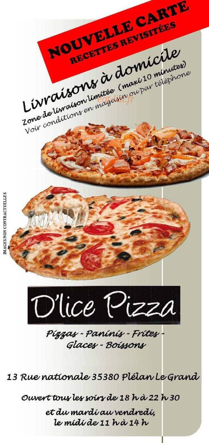 D'lice Pizza — carte page 1
