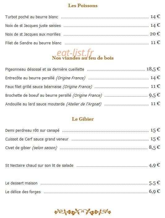 Restaurant Les Forges de Paimpont — carte page 3