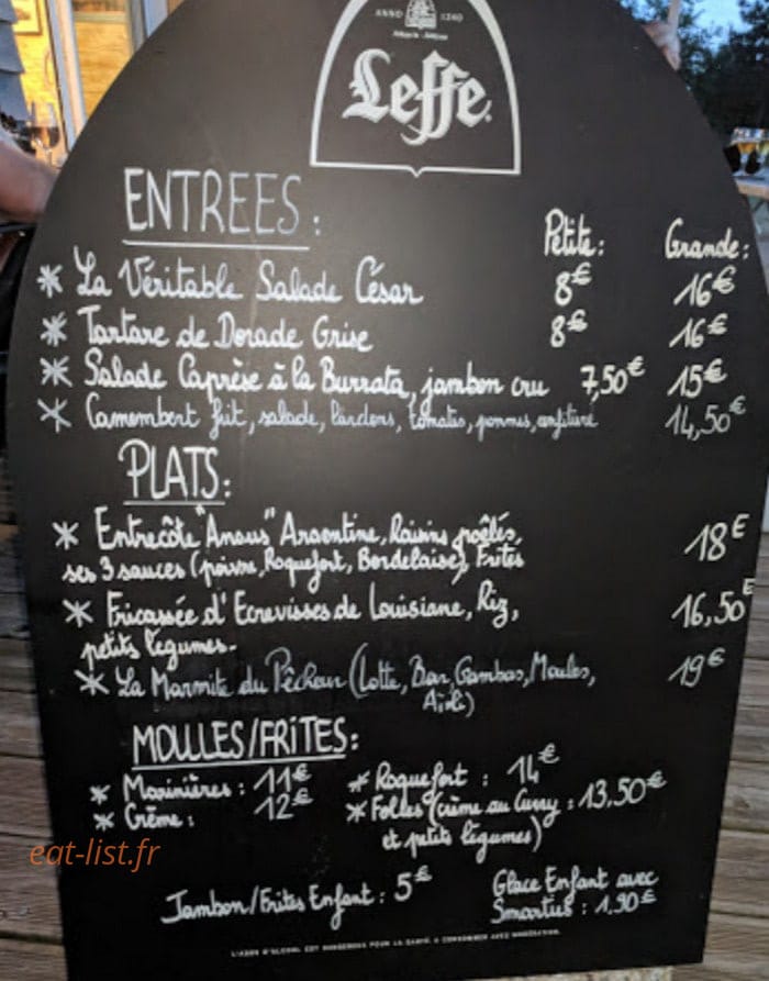 Carte et menu de La Belle Vilaine à Sainte Anne sur Vilaine — L'ardoise