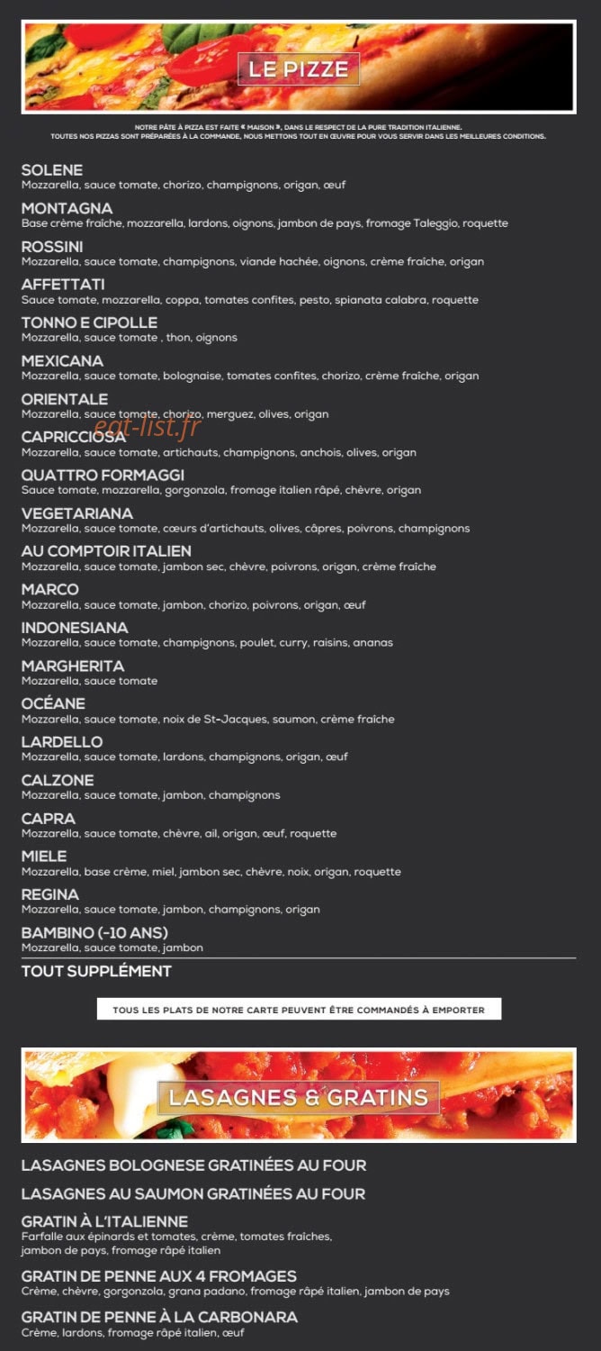 Au Comptoir italien — carte page 6