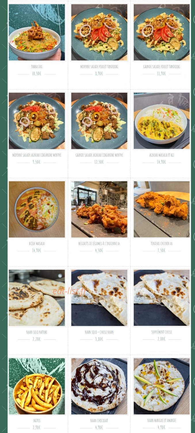 Bar à Naan — carte page 2