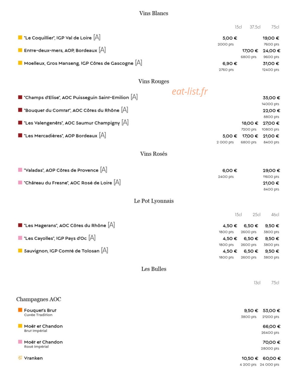 Bistro Barrière — carte page 2