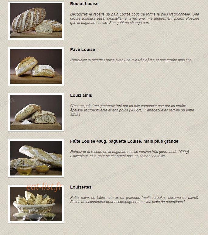 Carte et menu de Boulangerie Louise à Saint Malo — Les baguettes suite