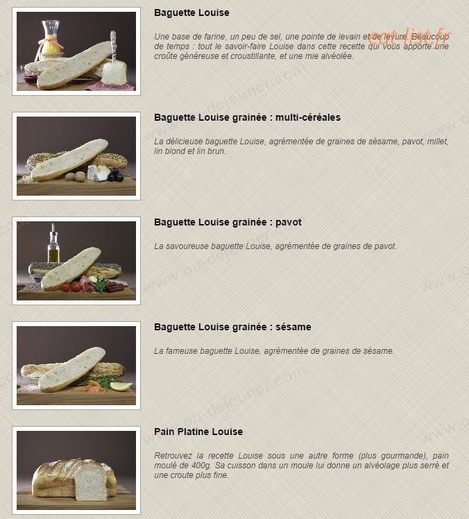 Carte et menu de Boulangerie Louise à Saint Malo — Les baguettes