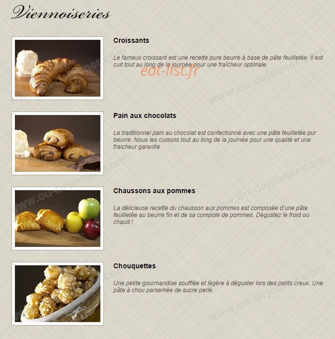 Carte et menu de Boulangerie Louise à Saint Malo — Les viennoiseries