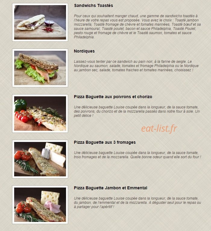 Carte et menu de Boulangerie Louise à Saint Malo — Les sandwiches suite