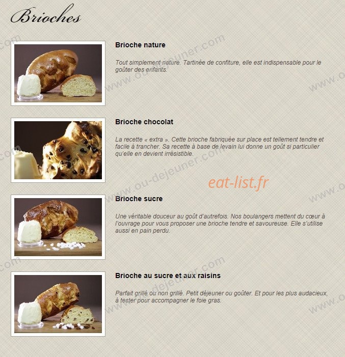 Carte et menu de Boulangerie Louise à Saint Malo — Les brioches