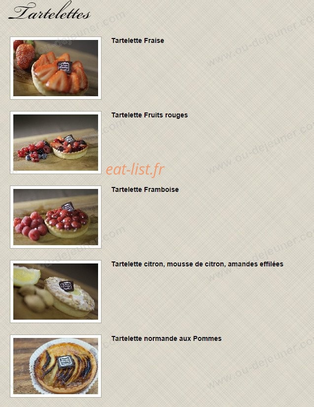 Carte et menu de Boulangerie Louise à Saint Malo — Les tartelettes