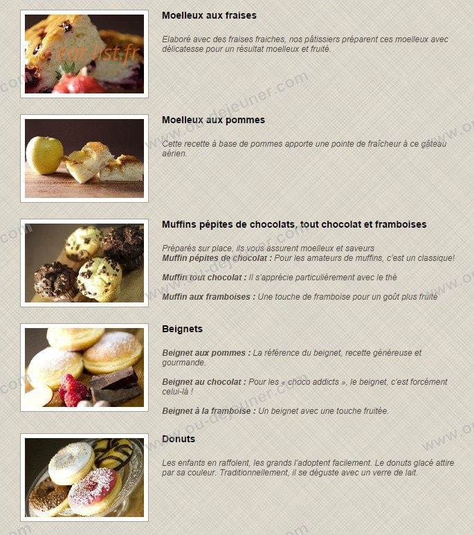 Carte et menu de Boulangerie Louise à Saint Malo — Les snacking sucrés suite