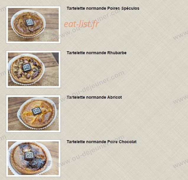 Carte et menu de Boulangerie Louise à Saint Malo — Les tartelettes suite