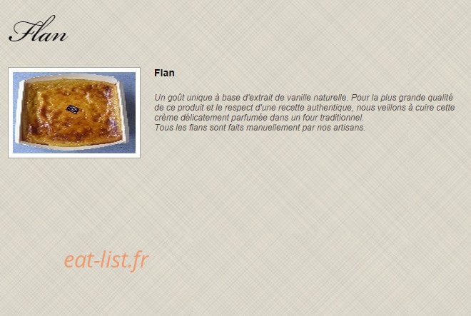 Carte et menu de Boulangerie Louise à Saint Malo — Le flan