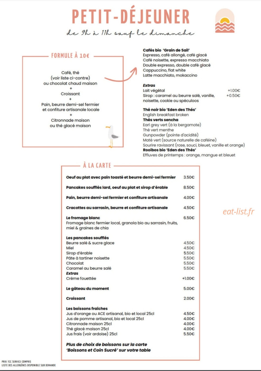 Café Frui'thé — carte page 1