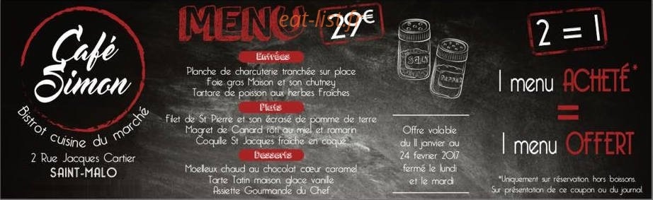 Café Simon — carte page 1