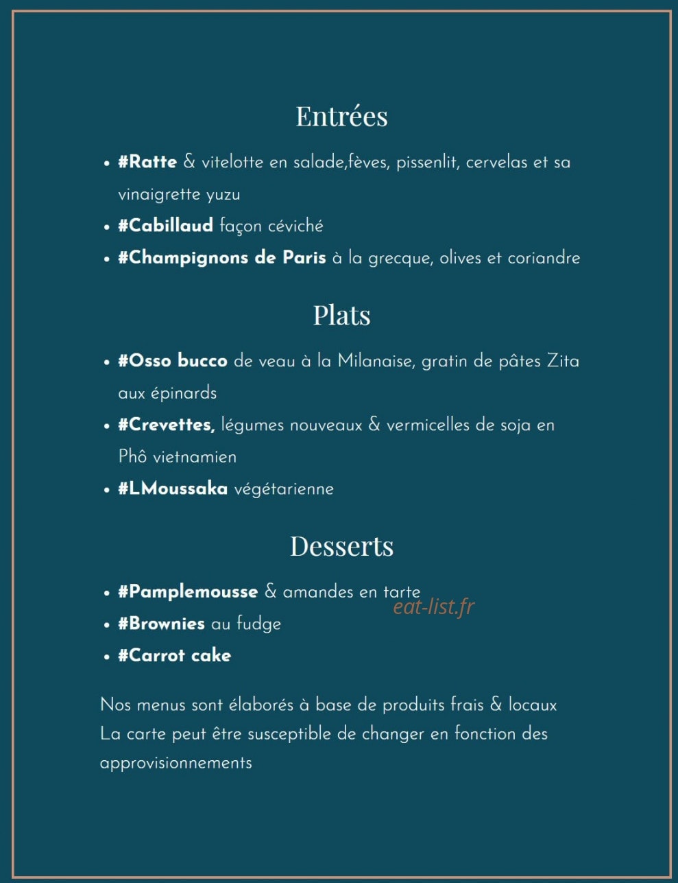 Cantine Urbaine — carte page 2