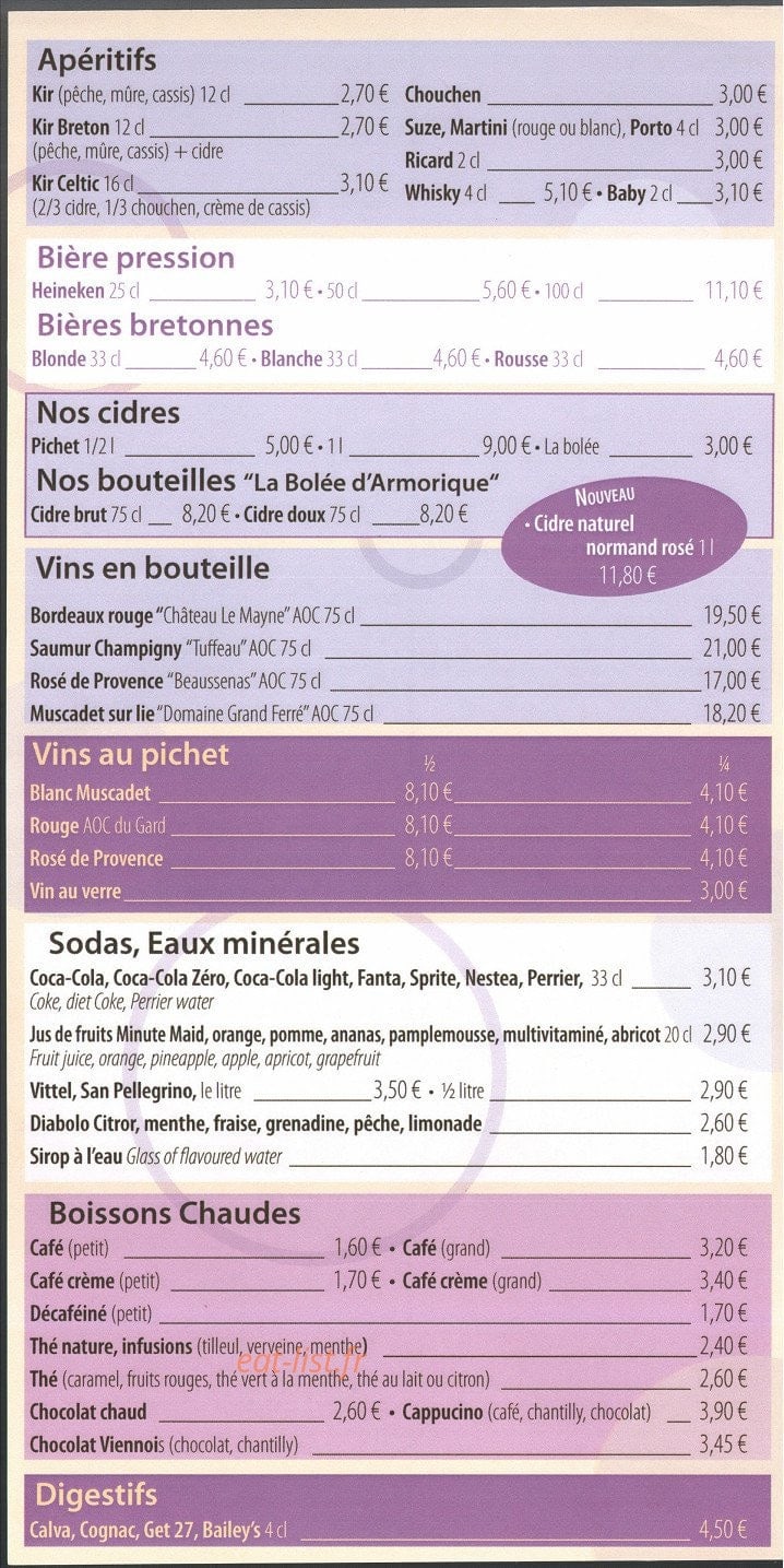 Crêperie Le Marché — carte page 19